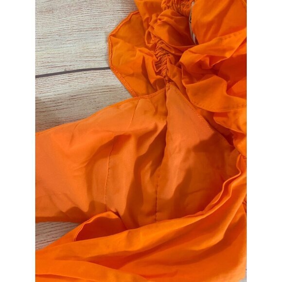 Asos Luxe Women's Orange Wrap Crop Top Puff Sleeves - 0 - Picture 11 of 11